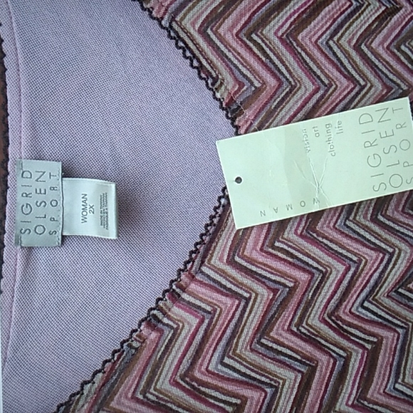 Sigrid Olsen Vee Neck Blouse Knit TOP  Geometric Print  Sz 2X - Picture 4 of 15